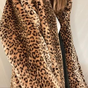 🐆 cheetah print faux fur coat with hood by duffel